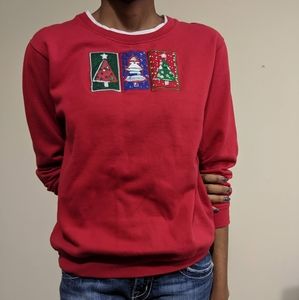 Vintage Red Winter Holiday Tree Sweater